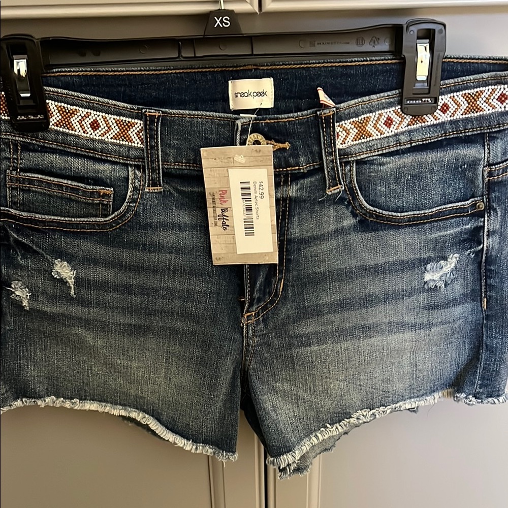 Sneak peek  Distressed Denim Shorts bought at Pink Buffalo nwt size medium